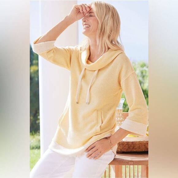 Soft Surroundings ORANGE Size Medium Santorini Shores Pullover 3/4 Sleeve - Picture 6 of 7